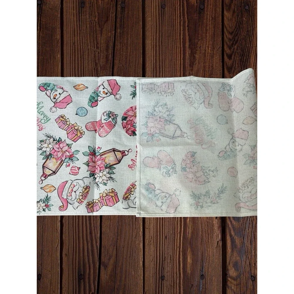 Vintage Style Christmas Table Runner Christmas Theme Burlap 71